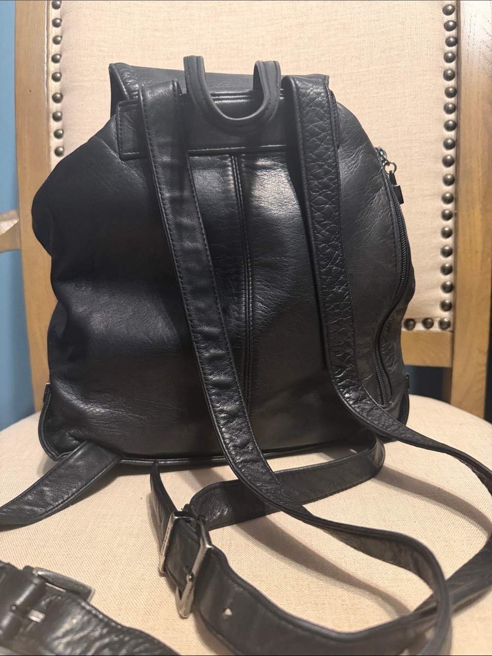 Perlina Black Leather Small Backpack - Picture 7 of 14
